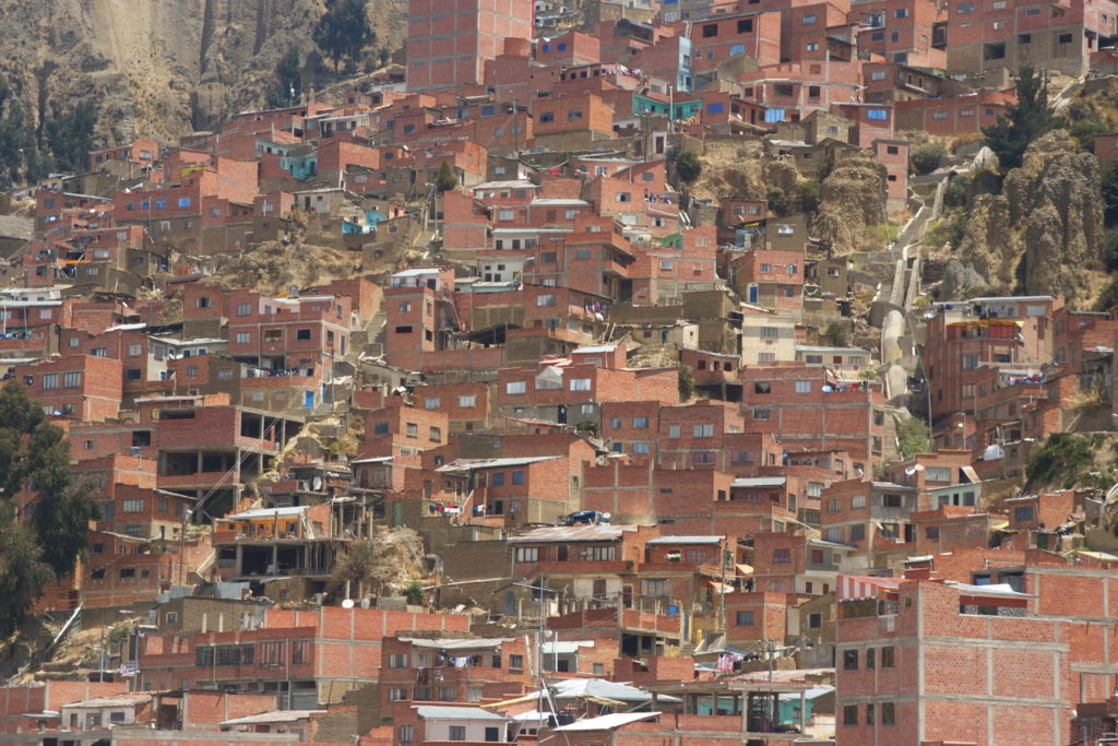 Siedlung am Hang, La Paz, Bolivien