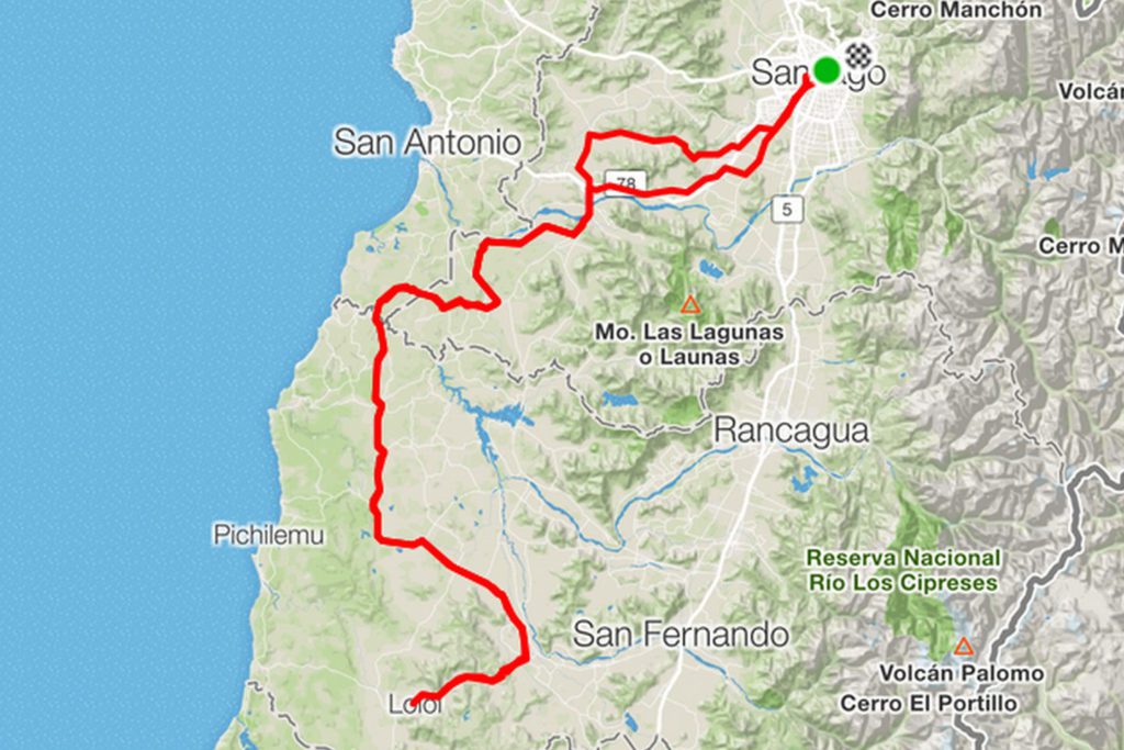Die Route des Brevet 600km in Chile
